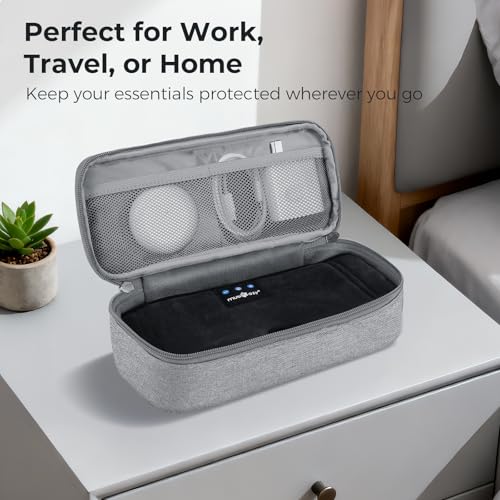 MUSICOZY Sleep Mask Case, Travel Organizer Bag for Electronics Accessories | Polyester Travel Pouch with Partition Pockets, Adjustable Dividers for Cables Chargers Headphones and Portable Accessories