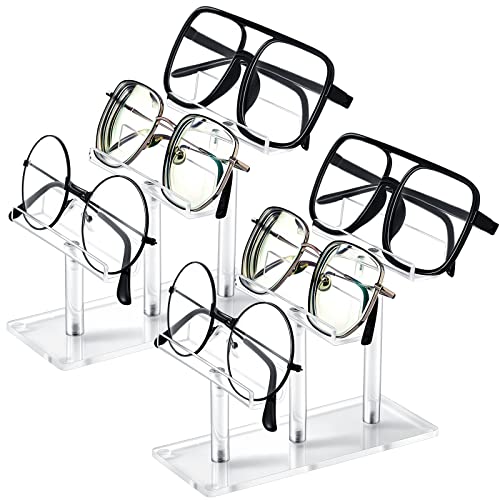 Sintuff 2 Pcs Eyeglasses Display Stand 3 Tiers Acrylic Sunglasses Holder Clear Sunglasses Organizer Frame Eyewear Glasses Stand for Glasses Shop Home Storage