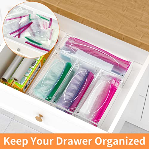 FEMELI Food Bag Storage Organizer Acrylic Kitchen Drawer Baggie Box Clear