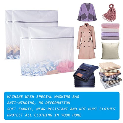SUERIV Laundry Mesh Bag-Heavy Duty Mesh Laundry Bags,Laundry Bags Mesh Wash Bag for Washing Machine-Supper Zipper Net Laundry Bag for Travel,Lingerie,Sweater,Garment,Undergarment 4（24Inch×24Inch）