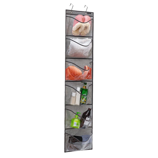Extra Large Pockets Shoe Organizer for Closet Over The Narrow Door Hanging Shoe Holder Storage (6 Large Pockets-Grey)