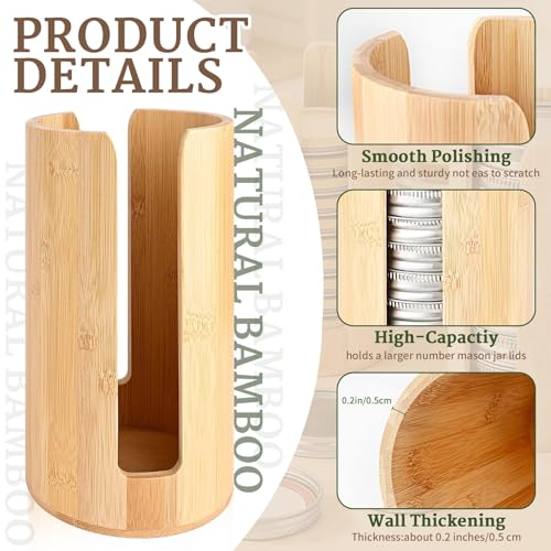 2 Pack Bamboo Mason Jar Lid Organizer for Wide & R... (Silver | Bamboo)