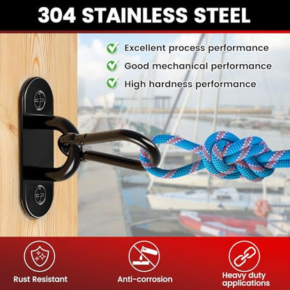 304 Stainless Steel Pad Eye Snap Hook, M6 Ceiling Hook 800Lb,8Pcs | Hanging Kit with Screws for Hammock Chair Swing, Yoga Gym Equipment, Sun Shade Sail, Plant Hangers & Marine Boat Hardware