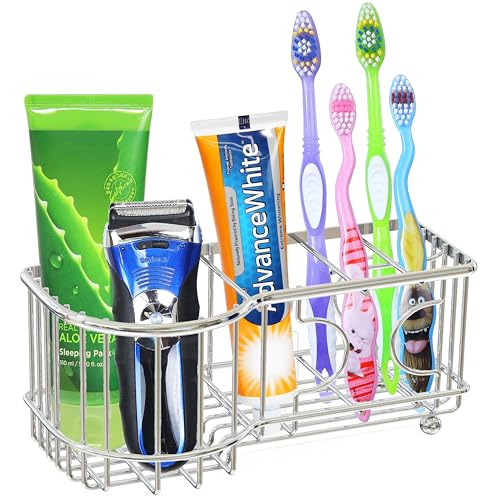 Simple Houseware Multi-Functional 6 Slots Toothbrush Holder, Chrome