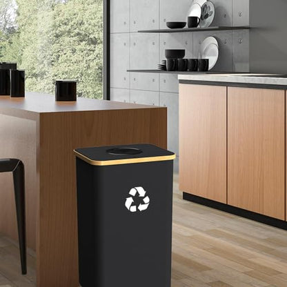 Recycling Bin for Kitchen Indoor Home, Large 26 Gallon 100L Recycle Bin with Lid Removeable Reusable Inner Bag Bottle Can Glass Waste Plastice Stickers,Black