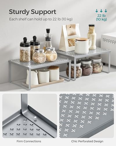 Spice Racks, Set of 2 Metal Cabinet Shelf Organize... (Silver | Metal)