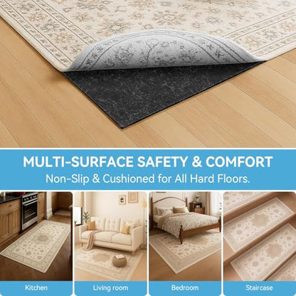 Warmstar 8x10 FT Non Slip Rug Pad,100% Waterproof Felt Rug Pad,1/8" Thick | Rug Pad for Hardwood Floors ,Soft Carpet Pad with Natural Rubber Backing, Secure Grip & Floor Protection