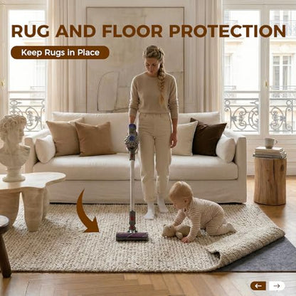 Rug Pad 5 x 7 Ft Non-Slip, Felt and Natural Rubber Backing, 1/4" Thick, Cushioned Gripper Pads, Keep Rugs in Place, Carpet Runners, Protective Padding Under Area Rugs, Hardwood Floors Protection