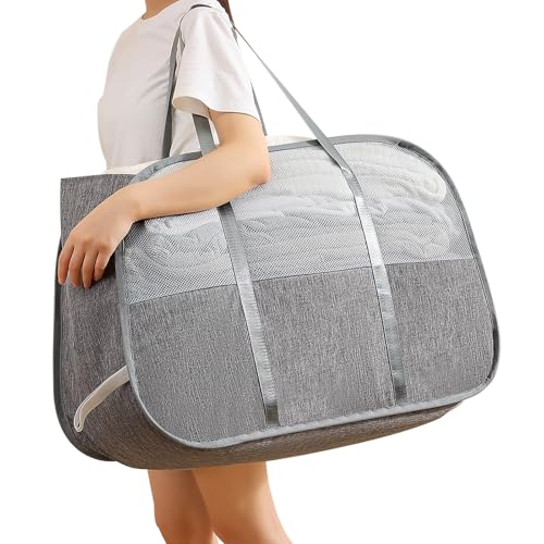 Collapsible Laundry Baskets with Easy Carry Handle... (Grey)