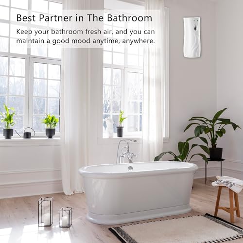 6-Pack Automatic Air Freshener Spray Dispenser with Remote Control, White | Wall Mounted/Free Standing Multiple Time Scent/Mist Release Settings use for Room/Restroom Commercial Place