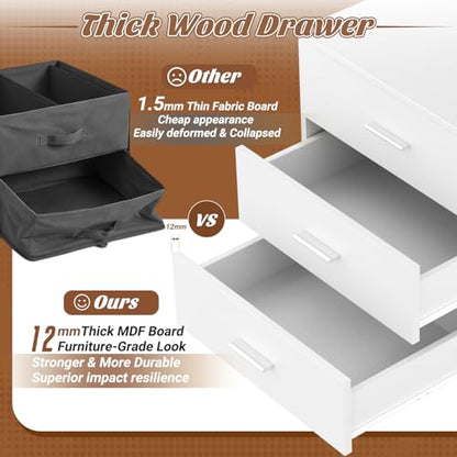Aheaplus 21.7" Closet Drawers, Wood Closet Organizers and Storage with 3 Drawers, Closet Drawers Organizer System, Nightstands Bedside End Table with 3 Drawers Storage for Bedroom, White1