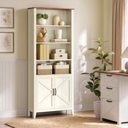 Liry Collection Farmhouse Bookshelf, 6-Tier Bookca... (Engineered Wood)