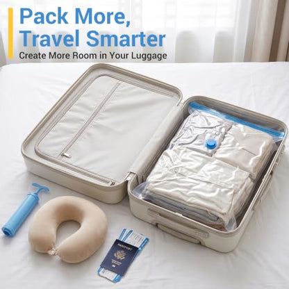 Vacuum Storage Bags with Hand Pump, Plastic Packaging Bags, 80% Space Saver Vacuum Seal Bags for Clothing, Travel Lugggage, Blankets, Comforters, 20 Combo
