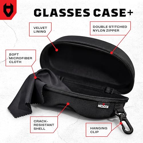 NoCry Glasses Case Hard Shell with Velvet Lining, Reinforced Zipper & Belt Clip — Protective Sunglasses or Eyeglass Case for Sunglass or Safety Glasses, Perfect Storage for Travel — For Men and Women