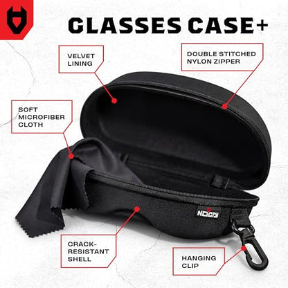 NoCry Glasses Case Hard Shell with Velvet Lining, Reinforced Zipper & Belt Clip — Protective Sunglasses or Eyeglass Case for Sunglass or Safety Glasses, Perfect Storage for Travel — For Men and Women