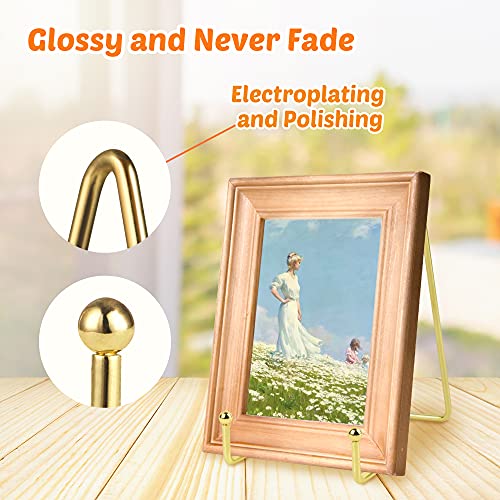 Mocoosy 2 Pack 6 Inch Plate Stands for Display, Gold Metal Display Stands | Square Wire Easel Stand, Plate Holder Display Stands, Frame Stands for Pictures, Photos, Decorative Platters, Table Arts