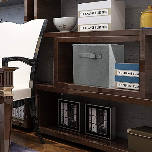 storage bins collapsible storage bins,cube storage organizer (Pack of 6) 9*7.5*7.5inch,For home and office Collapsible Closet Shelf Organizers, Drawer Organizers (Grey)