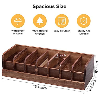 Belt organizer, 7 compartment belt holder belt hanger closet and belt organizer for drawer,belt rack, belt storage organizer, belt hangers for men and women (Acacia wood)