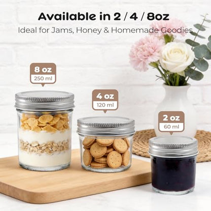 48 Pack 2 oz Mini Mason Jars Bulk Set, Small Glass Jars with Lids