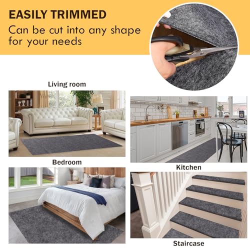 Waterproof Rug Pad 6x9 Ft, Under Area Carpet Padding, Non Slip Felt Rug Pads for Hardwood Floors, Protective Underlay Keeps Rugs in Place Without Wrinkles