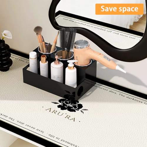 Hair Tool Organizer, Black Acrylic Hair Dryer Holder | Bathroom Supplies Countertop Blow Dryer Holder, Vanity Caddy Storage Stand for Accessories, Makeup, Toiletries