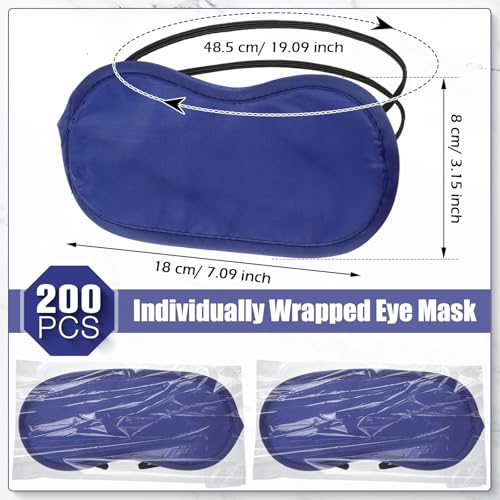 Tarpop 200 Pcs Eye Mask Sleeping Blindfold Eye Cover with Adjustable Strap for Games Party Team Building Travel Individually Wrapped Sleep Mask for Women Men (Blue)