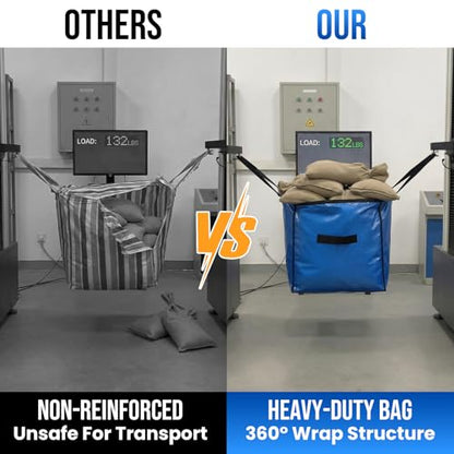 TAILI Extra Large Moving Bags, 4 Pack Blue Heavy Duty Totes For Storage with Visible Window, Wrap Around Handles, Storage Bags for Space Saving, Alternative to Moving Boxes