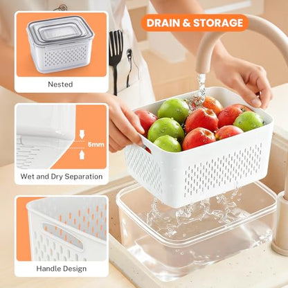 8 Pieces Fruit Storage Containers for Fridge with... (Plastic)