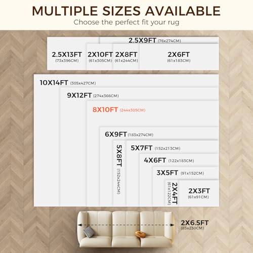 BAGAIL BASICS 8 x 10 FT Rug Pad Gripper for Hardwood Floors, Non Slip Rug Pads for Area Rugs, Extra Thick Under Rug Padding, Protect Your Rugs & Floors