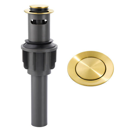 Bathroom Sink Drain with Overflow Vessel Sink Stopper, Pop Up Drain for Bathroom Sink Pop Up Drain Stopper for Hair Catcher, Brushed Gold