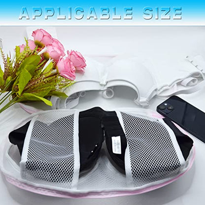 Large Bra Laundry Bags for Washing Machine, Fits All Cups Anti Deformation Bra Washing Bag, Lingerie Bags for Washing Delicates (4 Pack - Whitebag)