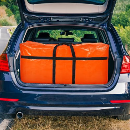 2 Pcs 66 Gallon Extra Large Moving Bags Storage Bags with Zipper and Handles Heavy Duty Duffle Bag Foldable Tote Bag for College Dorm Travel Clothes Blankets Bedding Moving(Orange)