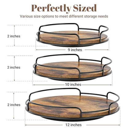WOWBOX 9" Wood Lazy Susan Turntable Organizer for Cabinet, Pantry & Counter | Smooth 360° Rotation, Space-Saving Wooden Organizer for Spice Jars, Kitchen, Bathroom, Vanity & Tabletop