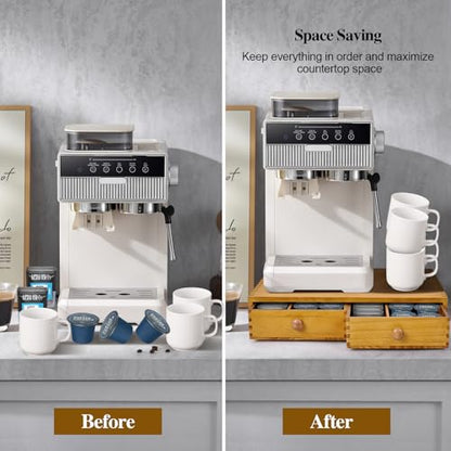 NANXITU K Cup Storage Organizer, Wood Coffee Pod and Tea Bag Holder | Kcup Drawer Coffee Maker Stand, Home Kitchen Counter Holds Up to 30 Pods Capacity