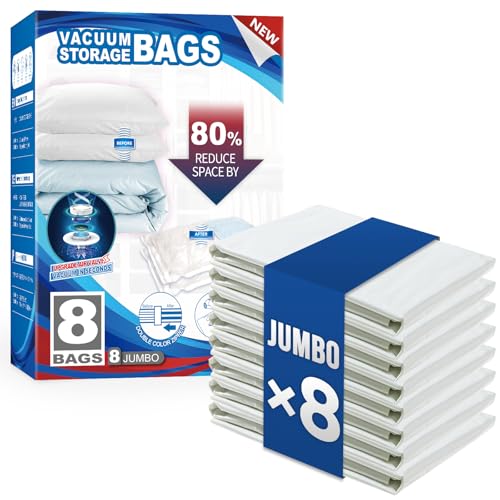 8 Pack Vacuum Storage Bags, Jumbo Size (31×40 inch... (8 Count | Cream)