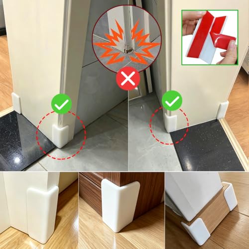 White Baseboard Corners Blocks Self Adhesive, Thickened Rubber Baby Safety Corner Protectors Cushion, Soft Edge Furniture Wall Guards (8 PCS)