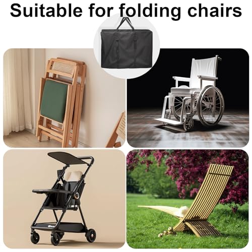 Uranshin Large Outside Zero Gravity Chair Cover with Zippers & Handles | Portable Folding Chair Storage Bag with adjustable straps, 600D Lounge Chair Carrying Bags 43" L x 11" W x 29" H, Black, 2PCS