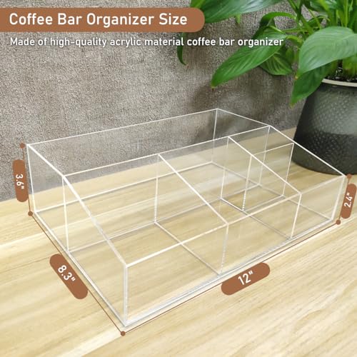 Acrylic Coffee Bar Station Organizer for Countertop, Office, Home Coffee K Cup Holder Holds Paper Cups, Condiments, Syrups, Creamer, Multi-Purpose Accessories Organizer