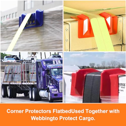 24 Pack 4" Flatbed Edge Protectors with Carrying Case, 4" Winch Ratchet Straps Plastic Corner Protectors for Flatbed Cargo Load (Orange)