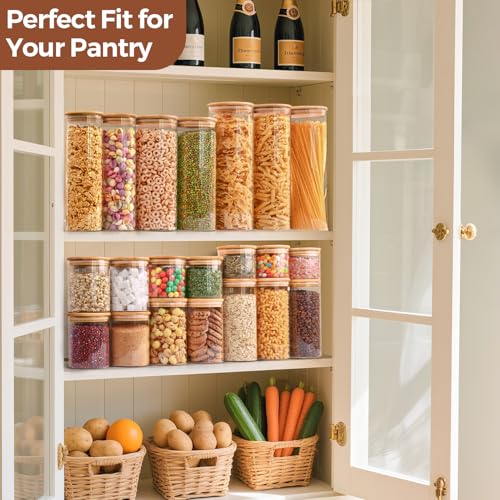 ComSaf Glass Storage Containers wtih Lids 1 Qt, Set of 6 Food Storage Jars