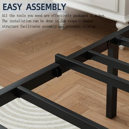 Twin Bed Frames with Headboard and Footboard, 14 Inch Metal Platform Twin Size Bed Frame with Steel Slat Support, No Box Spring Needed, Noise Free, Easy Assembly, Black