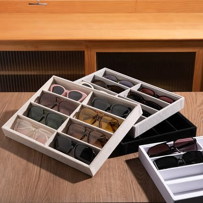 8-Slot Sunglass Organizer,Velvet Sunglass Holder for Drawer | Vanity Glass Holder,Sunglass Case For Multiple Sunglass,Sunglass Tray for Drawer,Sunglass Box for Women,Eyeglass Organizer