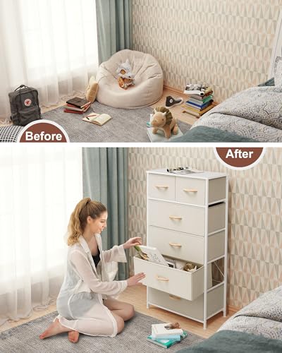 Dresser for Bedroom Tall Skinny Dresser Storage To... (Beige)