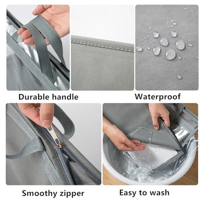 12 Packs Dust Bags for Handbag, Clear Purse Storage Organizer Bag for Closet with Zipper and Handle, 4 Size Hanging Dust Cover Bag for Purse Crafts Protector