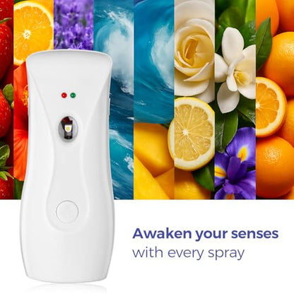 Stardrix Automatic Air Freshener Dispensers (2-Pack), Aerosol Spray Machines, Wall Mounted or Freestanding, Adjustable Timer for Scent Release in Bathroom, Office, Commercial & Home – White