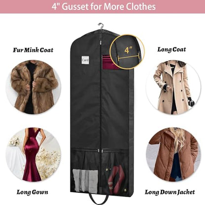 Dress Bags for Gowns Long, 65" Dress Garment Bags for Hanging Clothes, Dress Bags for Closet Storage and Traveling, Foldable Dress Cover