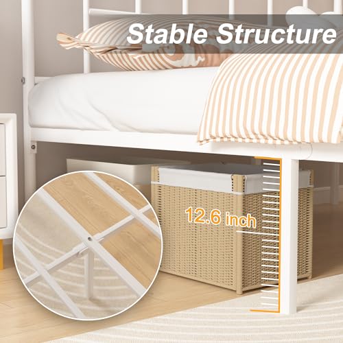VECELO Full Metal Platform Bed Frame with Headboard, Heavy Duty Steel Slat Support, Under Bed Storage,No Box Spring Needed, Easy Assembly