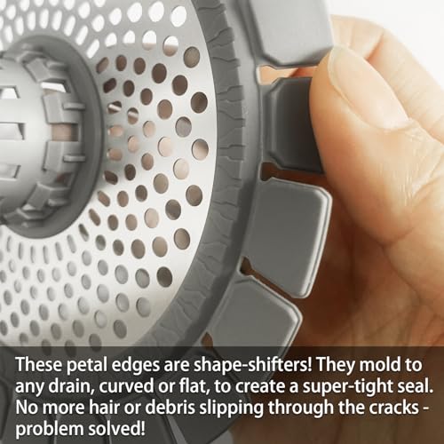 QAP Shower Drain Hair Catcher, Stainless Steel Bathtub Strainer 2-Pack | Efficient clog prevention; Rustproof durable silicone; Easy cleanup rim; Universal snug tub fit