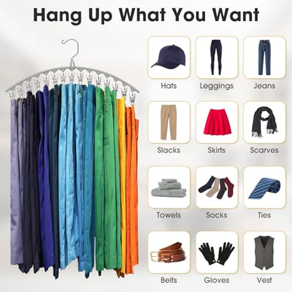 Upgrade Skirt Pants Hangers with Clips, Metal Legging Organizer for Closet with 15 Cilps Holds 60 Leggings/Shorts/Jeans/Skirts Pants Hangers Space Saving Closet Organizers and Storage, Grey 4Pack