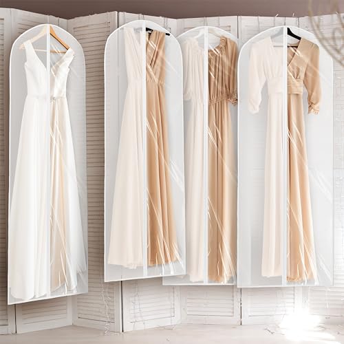 Simple Houseware 65-Inch Clear Garment Bags with Zipper for Gowns, 2 Pack | for Suits, Dresses, Costumes, Uniforms